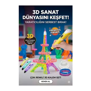 3D Kalem Seti (SARI) Dijital Göstergeli + 3 Renk Filament Hediyeli Eğitici Yazıcı ABS/PLA Uyumlu