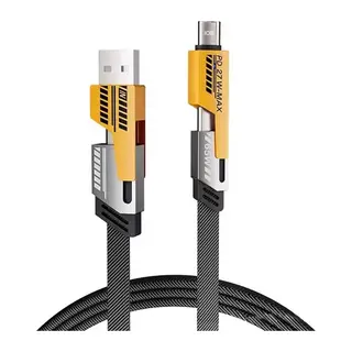 4’ü 1 Arada 65W Hızlı Şarj Kablosu – USB ve Type-C Girişli, Örgülü Dayanıklı