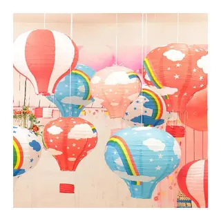 BUFFER® Dekoratif Renkli Kağıt Dilek Feneri Balonu Renkli Uçan Balon
