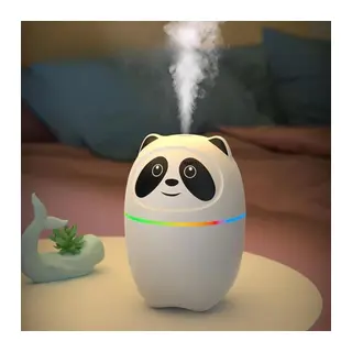 Sevimli Panda Figürlü Hava Nemlendirici – Ultrasonik Soğuk Buhar Makinesi, LED Işıklı Masaüstü Oda Nemlendirici