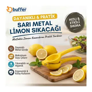 TrdStore® Sarı Metal Limon Sıkacağı, Manuel Narenciye Sıkma Aparatı