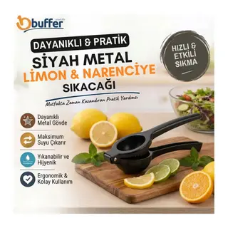 TrdStore® Siyah Metal Limon Sıkacağı, Manuel Narenciye Sıkma Aparatı