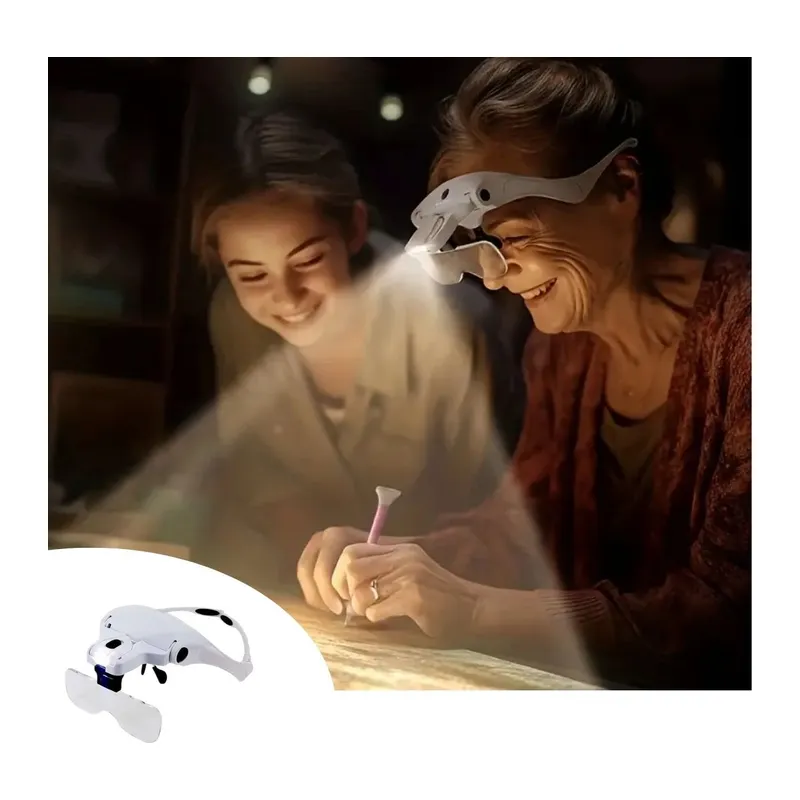 BUFFER® 5 Lensli 2 Led Işıklı Ayarlanabilir Pilli Gözlük Tipi Büyüteç