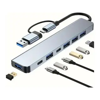 BUFFER® 8 in 1 Usb Çevirici Notebook Macbook Type-C Uyumlu Çoklayıcı Görüntü Aktarıcı Hub