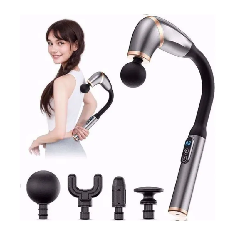 BUFFER® 4 Farklı Başlıklı Uzun Saplı Derin Doku Masaj Tabancası, Boyun, Omuz ve Sırt için Ergonomik Saplı Çoklu Masaj Modlu Taşınabilir Masaj Aleti