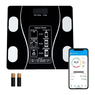 BUFFER® Dijital Baskül Yağ Ölçer Fonksiyonlu Akıllı Baskül Bluetooth Bağlantılı Tartı