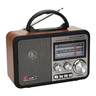 BUFFER® Orta Boy Retro, Nostaljik, Ahşap Tasarım Bluetooth Hoparlörlü, Şarjlı, Taşınabilir FM/AM Destekli Radyo NS-8897