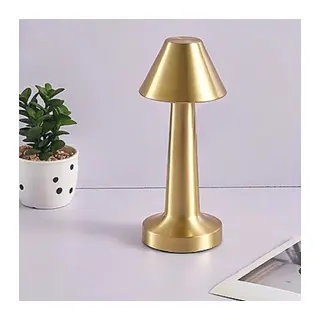 BUFFER® Çatı Model Gold Renk Şarjlı Dokunmatik 3 Renkli LED Masa Lambası