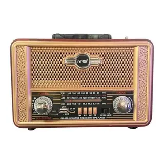 BUFFER® Retro, Nostaljik, Ahşap Tasarım Bluetooth Hoparlörlü, Şarjlı, Taşınabilir Otantik Tasarımlı FM/AM Destekli Radyo NS8098