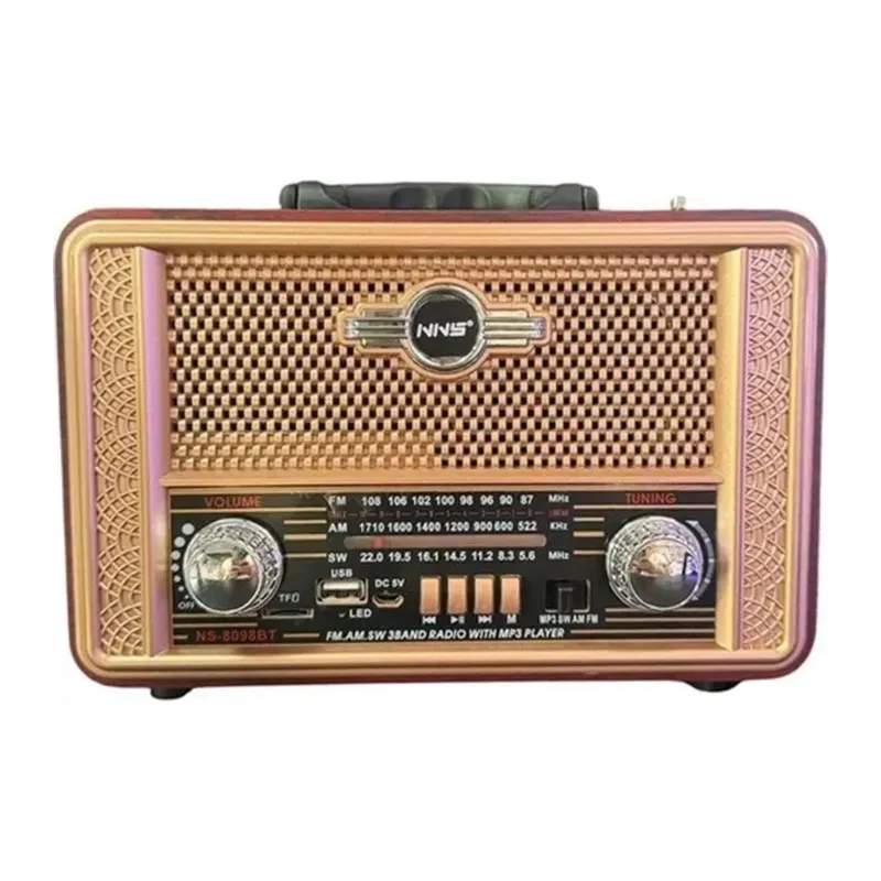TrdStore® Retro, Nostaljik, Ahşap Tasarım Bluetooth Hoparlörlü, Şarjlı, Taşınabilir Otantik Tasarımlı FM/AM Destekli Radyo NS8098