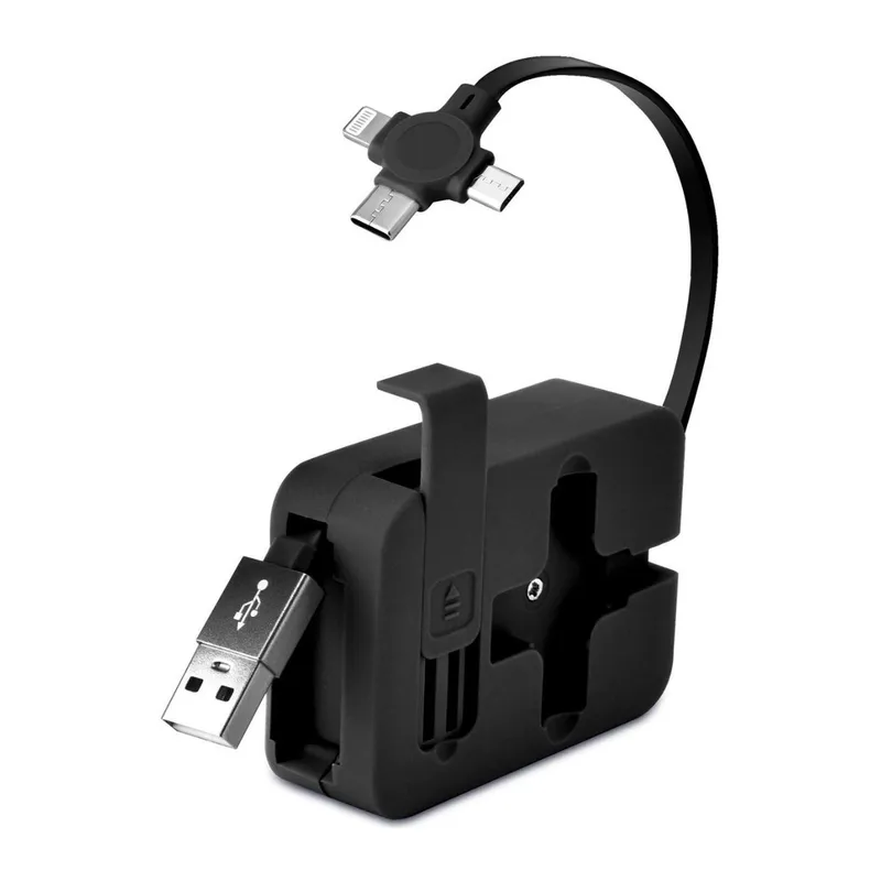 TrdStore® Cep Tipi Telefon Tutuculu Makaralı Uzayıp Kısalabilen 3'ü 1 Arada USB Şarj Kablosu
