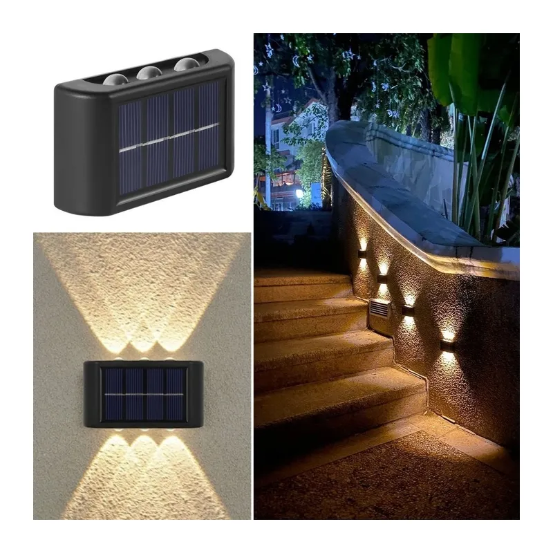 BUFFER® 6 Ledli Solar Güneş Enerjili Aplik Led, Dekoratif Duvar Monteli Gün Işığı Led