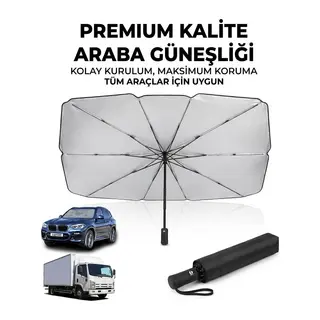 BUFFER® Premium Katlanabilir Araç Ön Cam Güneşliği – Şemsiye Tipi Oto Güneşlik, UV Korumalı Isı Yalıtımlı Ön Cam Gölgelik
