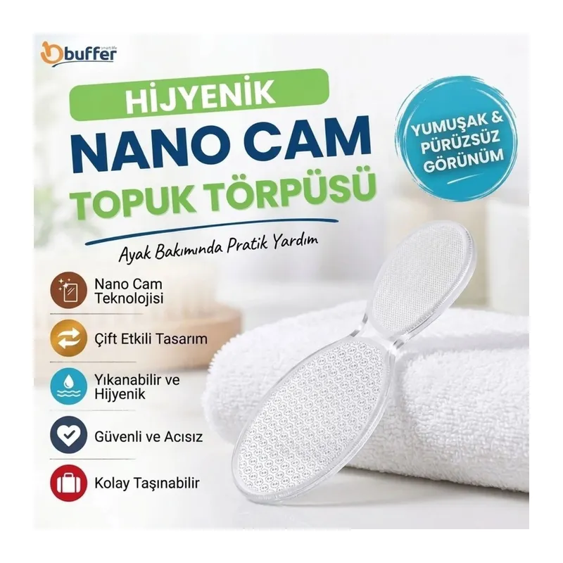TrdStore® Nano Cam Topuk Törpüsü, Şeffaf Ayak Bakım Törpüsü, Nasır ve Ölü Deri Temizleyici Aparat