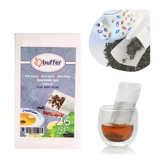 BUFFER® 26 Adet Pratik Kullan At Çay,Bitki Çayı,Filtre Kahve Demleme Poşeti Süzgeci