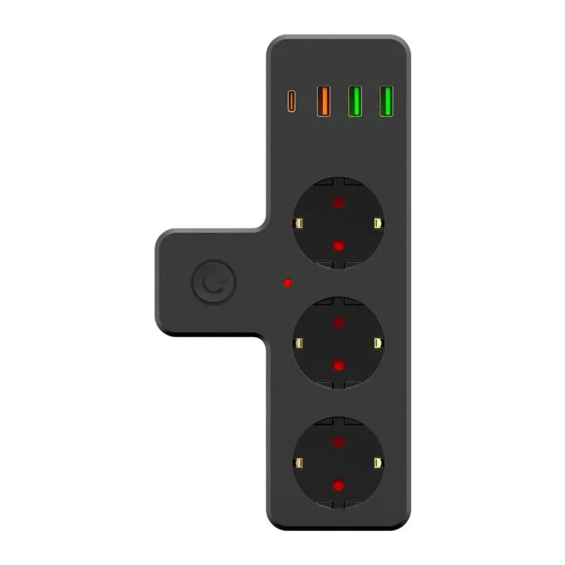 BUFFER® Termal Akım Korumalı 3 Adet Soket,3 Adet USB ve 1 Adet Type-C Girişli 20w Priz Model 3397