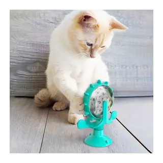 Buffer® Vantuzlu Zilli İnteraktif Dönebilen Mama Kaplı Renkli Eğlenceli Eğitici Kedi Oyuncağı