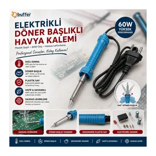 TrdStore® 40w Plastik Saplı Elektrikli Döner Başlıklı Havya Kalemi Elektrikli Döner Başlı Lehim Kalemi