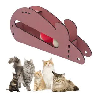 BUFFER® Fare Kedi Oyunu Ahşap 2 Toplu Kedi Oyuncağı Tahta Kedi Oyunu Tahta Fare Ve Toplu Oyuncak