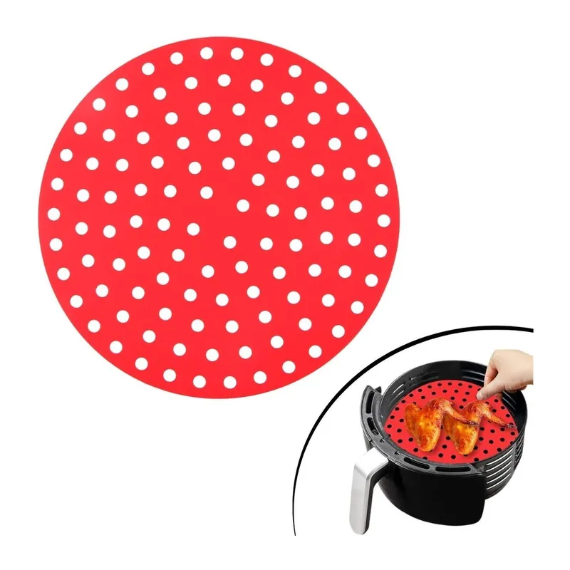 TrdStore® Renkli Isıya Dayanıklı Yıkanılabilir Silikon Fırın Ve Airfryer Yuvarlak Pişirme Matı 23 Cm