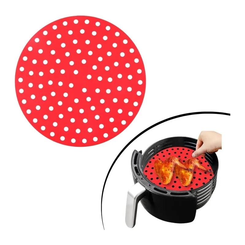 BUFFER® Siyah Isıya Dayanıklı Yıkanılabilir Silikon Fırın Ve Airfryer Yuvarlak Model Pişirme Matı 20 Cm