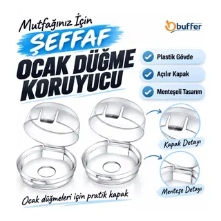 BUFFER® Isıya Dayanıklı Plastik Ocak Düğme Koruyucu Düğme Kilidi Emniyet Düzeneği