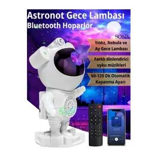 Astronot Bluetooth Hoparlör Bulutsusu Galax yAy Tavan Gökyüzü Projektör Zamanlayıcı Gece Lambası