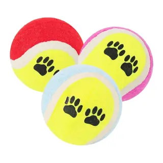 BUFFER® 3lü Renkli Desenli Tenis Topu Kedi Köpek Oyuncağı