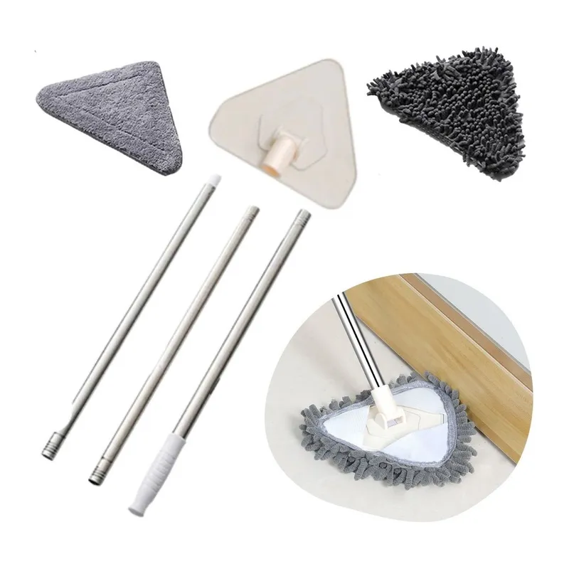 TrdStore® Teleskopik Saplı 150 cm Üçgen Mop Cam Duvar Tavan Fayans Parke Temizleyici Mop