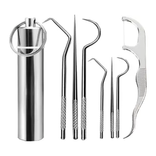 BUFFER® 7 Parça Paslanmaz Çelik Ağız Diş Tartar Sökücü Temizlik Bakım Seti