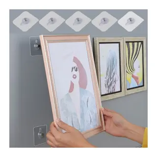BUFFER® Süper Güçlü Çerçeve Askısı Pin Delgisiz Vidalı Tırnak Kanca Yapışkanlı Raf Tutucu Askı 4 Adet