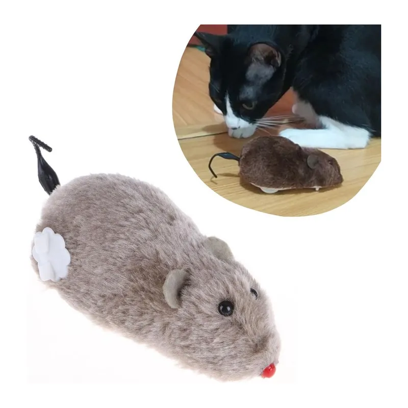 TrdStore® Kurmalı Kedi Eğitim Oyuncağı Tüylü Peluş Fare Yakalama İnteraktif Sevimli Eğlenceli Oyuncak