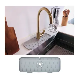 BUFFER® Lavabo İçin Silikon Esnek Mat Musluk Sapı Damlama Tutucu Raf Mutfak Tezgahı Sıçrama Koruma