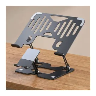 BUFFER® 2’si 1 Arada Laptop ve Telefon Standı – AlüMetal Ayarlanabilir,Katlanabilir,Ergonomik Yükseltici