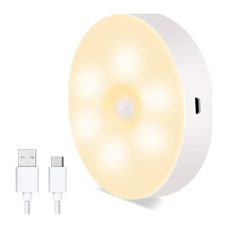 BUFFER® Hareket Sensörlü Usb Şarjlı Spot Lamba Mıknatıslı ve Yapışkanlı Gün Işığı Renk Led