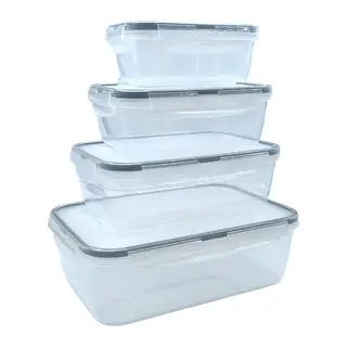BUFFER® 4lü İç İçe Sızdırmaz Contalı Kilitli Kapaklı Plastik Erzak Saklama Kapları LC315