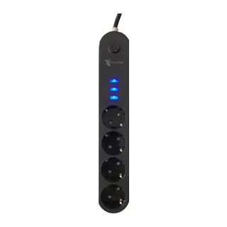 BUFFER® 4lü Siyah Anahtarlı 3 USB Li Akım Korumalı Topraklı Çocuk Korumalı Grup Priz 2 Metre