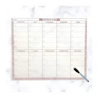 BUFFER® Şeffaf Kendiliğinden Yapışkanlı Kalemli Haftalık Planlayıcı 40cm-50cm