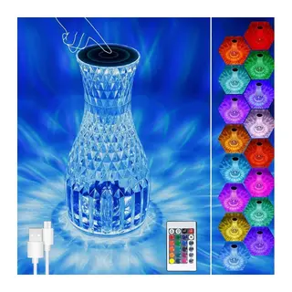 BUFFER® Sürahi Model USB Şarjlı Kumandalı 16 Farklı Işık Modlu Masa Üstü Kristal Akrilik Lamba Led