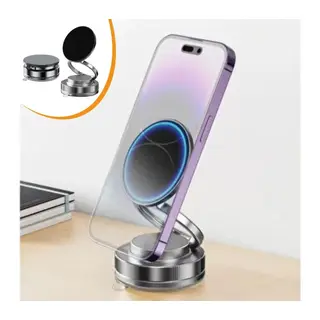 BUFFER® Vakumlu Manyetik Telefon Tutucu – Güçlü Vakum 360° Döner Araç İçi Telefon Standı, Ultra Sabit Manyetik Destekli Mobil Cihaz Aparatı