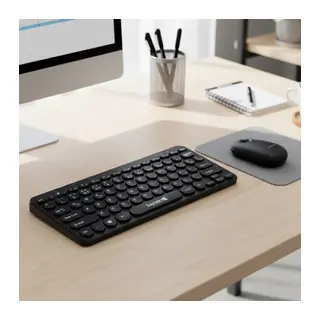 Kablosuz Lacivert Bluetooth Klavye Mouse Seti – Yuvarlak Tuşlu Tasarım, Türkçe Q Dizilim, Taşınabilir, Ev ve Ofis Kullanımına Uygun