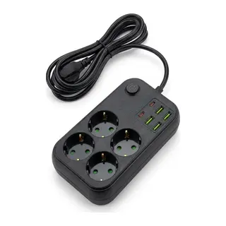 BUFFER® Çoklu Priz Uzatma Kablosu 4 Soket + 4 USB + 2 Type-C – Termal Akım Korumalı, Isıya Dayanıklı, Çocuk Korumalı Güvenli Priz 100-250V