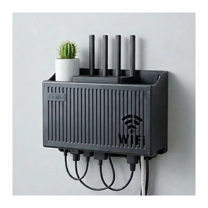 BUFFER® Duvar Tipi Wi-Fi Modem Saklama Kutusu(Siyah) – Kablo Düzenleyici Router Raf Organizer