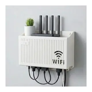 BUFFER® Duvar Tipi Wi-Fi Modem Saklama Kutusu(Beyaz) – Kablo Düzenleyici Router Raf Organizer