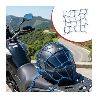 Kask BUFFER® Esnek Motosiklet Kask ve Bagaj Filesi – Kask Sabitleyici Plastik Kancalı Taşıma Ağı 35x35 cm