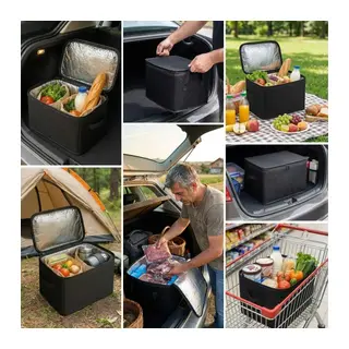 BUFFER® Isı Koruyucu Termal Taşıma Çantası 32 Litre – Araç Bagaj Organizeri, Termos, Katlanabilir Keçe Saklama Çantası 37x27x25 cm