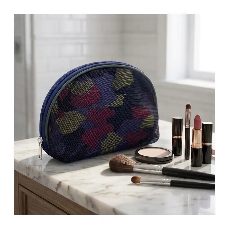 TrdStore® Çok Renkli Kamuflaj Makyaj Çantası – File Detaylı Seyahat Tipi Kozmetik Organizer El Çantası