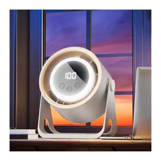 BUFFER® 6 Kademeli Şarjlı Masaüstü Fan – Dijital LED Ekranlı, Oynar Başlıklı, LED Işıklı, Askılı ve Duvara Monte Edilebilir Fan K6