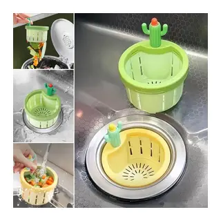 BUFFER® Basmalı Kaktüs Mutfak Lavabo Süzgeci – Sebze Artıkları ve Yemek Kalıntıları İçin Gider Filtresi