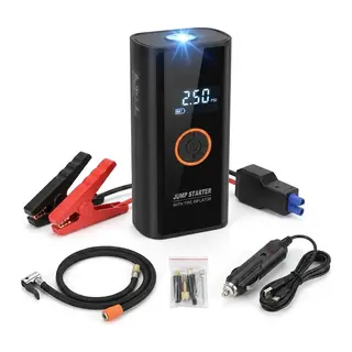 BUFFER® Akü Takviye Cihazı ve Lastik Şişirme Pompası 16000mAh – Powerbank Özellikli, Dijital Ekranlı SOS Fenerli Taşınabilir Kompresör